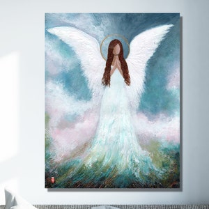 Original Angel painting, Angel painting on canvas, Guardian Angel art, Angel wings painting, Angel art, Abstract Angel painting, Angel decor