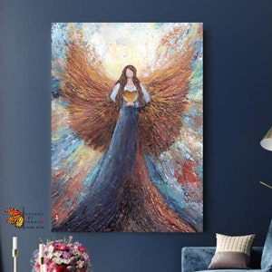 Original Angel Painting on Canvas, Abstract Angel Art, Angel Gift for Mom, Ange Artwork, Angel Decor, Angel Wall Art, Angel Office Art