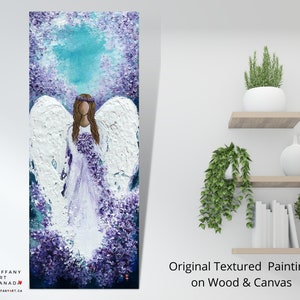 Handmade Angel Painting on Reclaimed Wood: Impasto Guardian Angel Art