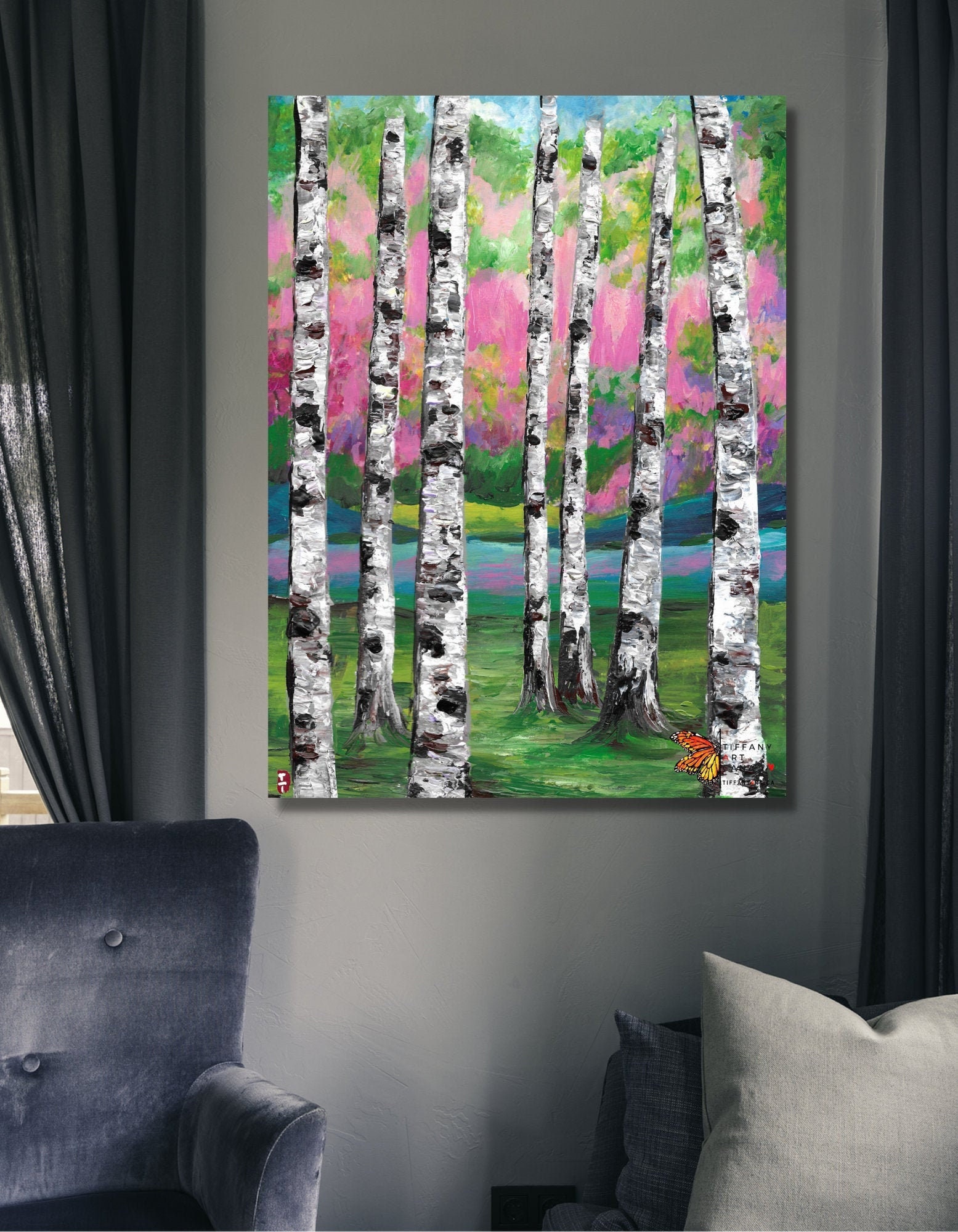 Birch tree painting Birch tree art Birch tree wall art Etsy