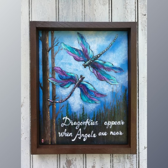 Dragonfly Gift, Dragonflies Appear When Angels Are Near, Sympathy Gift, in  Loving Memory Gift, Dragonfly Wall Art, Dragonfly Painting Canvas -   Canada