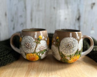 Hand Painted Dandelion Mug: Personalized Flower Gift