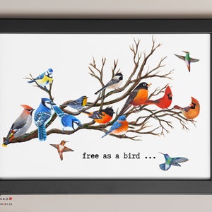 Personalized Family Tree With Bird and Names, Grandparents Christmas Gift, Gift for Grandma, Grandpa, Custom Family Tree Print, Bird Family