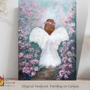 Original Angel painting on Canvas, Guardian Angel art, Angel wings painting, Angel art, Abstract Angel painting, Angel Wall Art, Angel Gift