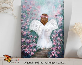 Original Angel painting on Canvas, Guardian Angel art, Angel wings painting, Angel art, Abstract Angel painting, Angel Wall Art, Angel Gift