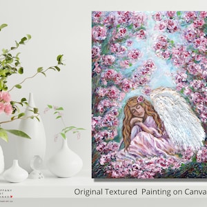Original Angel painting on Canvas, Guardian Angel art, Angel wings painting, Angel art, Abstract Angel painting, Angel Wall Art, Angel Gift