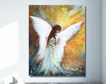 Angel painting, Angel Artwork, Guardian Angel, Angel Gift, Religious Art, Angel art, Angel decor, Angel Lover Gift, Spiritual Art