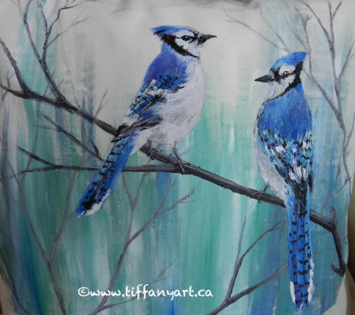 Hand Painted Pillow Blue Jay Pillow Bird Pillow Blue Jay Etsy Canada