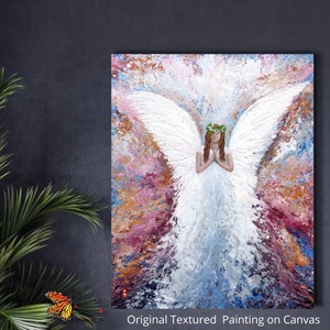 Original Angel Painting on Canvas, Abstract Angel Art, Angel Gift for Mom, Ange Artwork, Angel Decor, Angel Wall Art, Angel Office Art