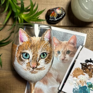 Custom Cat Wine Glass From Your Photo, Pet Wine Glass, Pet Portrait ...