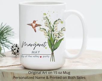 Personalized Lily of the Valley Mug: Birth Month Flower Gift