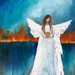 Original Angel Oil Painting: Abstract Impasto Art