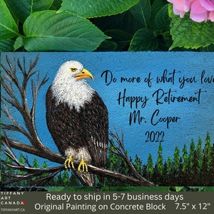 Hand Painted Eagle Stone Retirement Gift for Boss Bald Eagle Retirement Gift for Employer Gift for Eagle Lover Eagle Artwork For Him