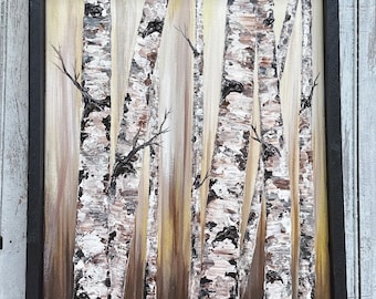 Birch tree painting, birch tree art, birch tree original painting, aspen tree painting, birch tree decal, birch tree decor,birch tree canvas