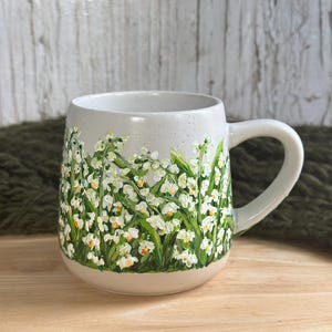 Hand Painted Lily of the Valley Mug, May Birth Flower Mug, Birth Month Flower Gift For Mom, Grandma, Sister, Aunt, Best Friend, Birthday Mug