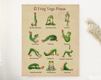 Konsttryck med grodyogapositioner: Originalmålning för yogarum