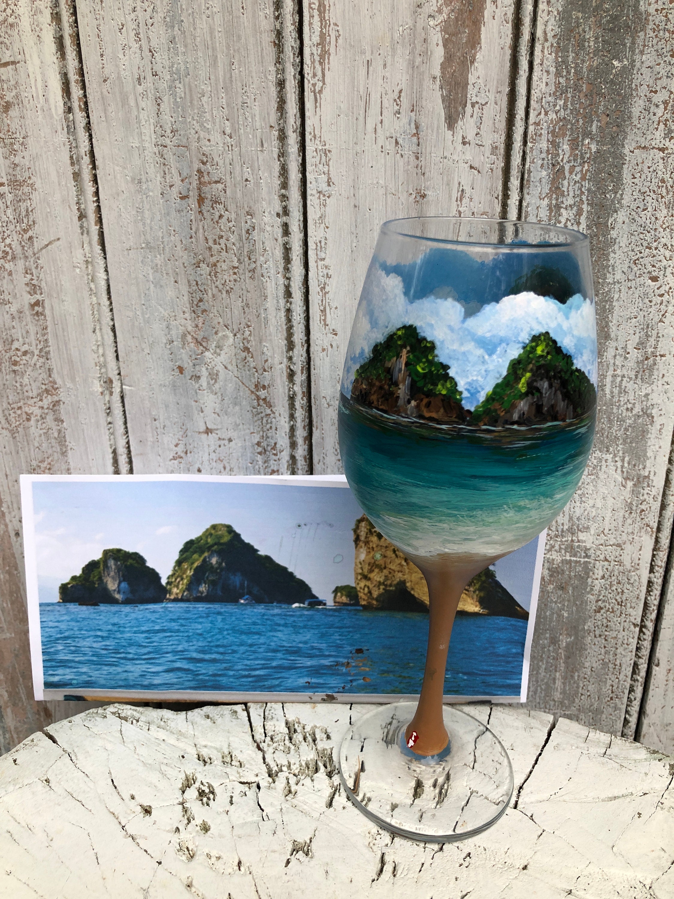 Hand Painted Beach Wine Glasses Etsy Canada