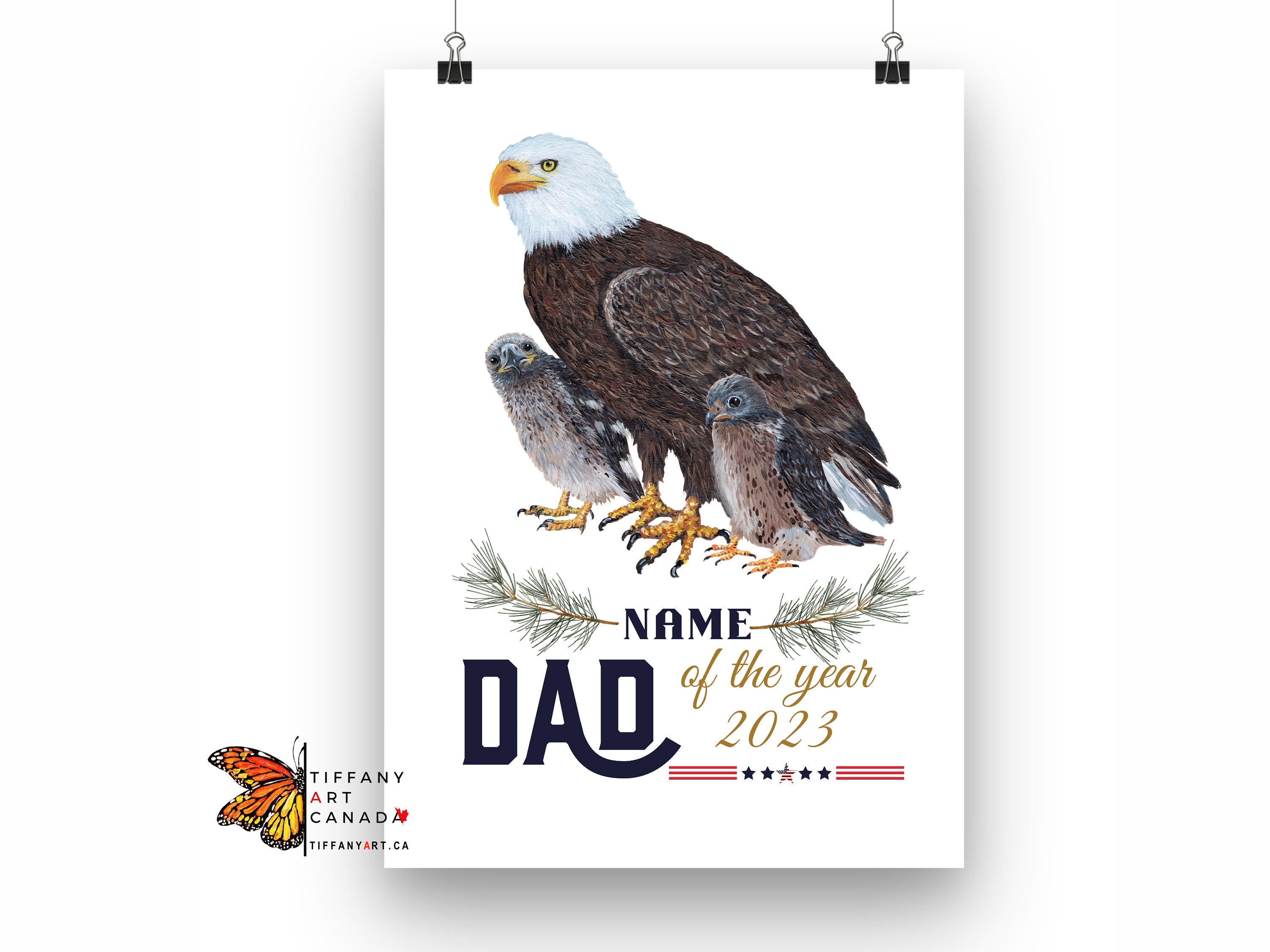 Personalized Eagle Dad of the Year Fathers Day Gift for Dad 