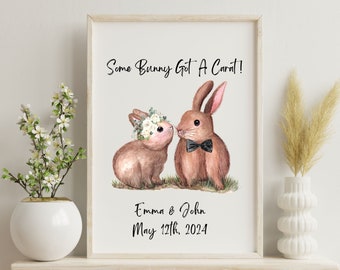 Bunny Couple Print | Personalized wedding gift | Unique Wedding Gift | Wedding gift for couple | Anniversary gift | Engagement Gift