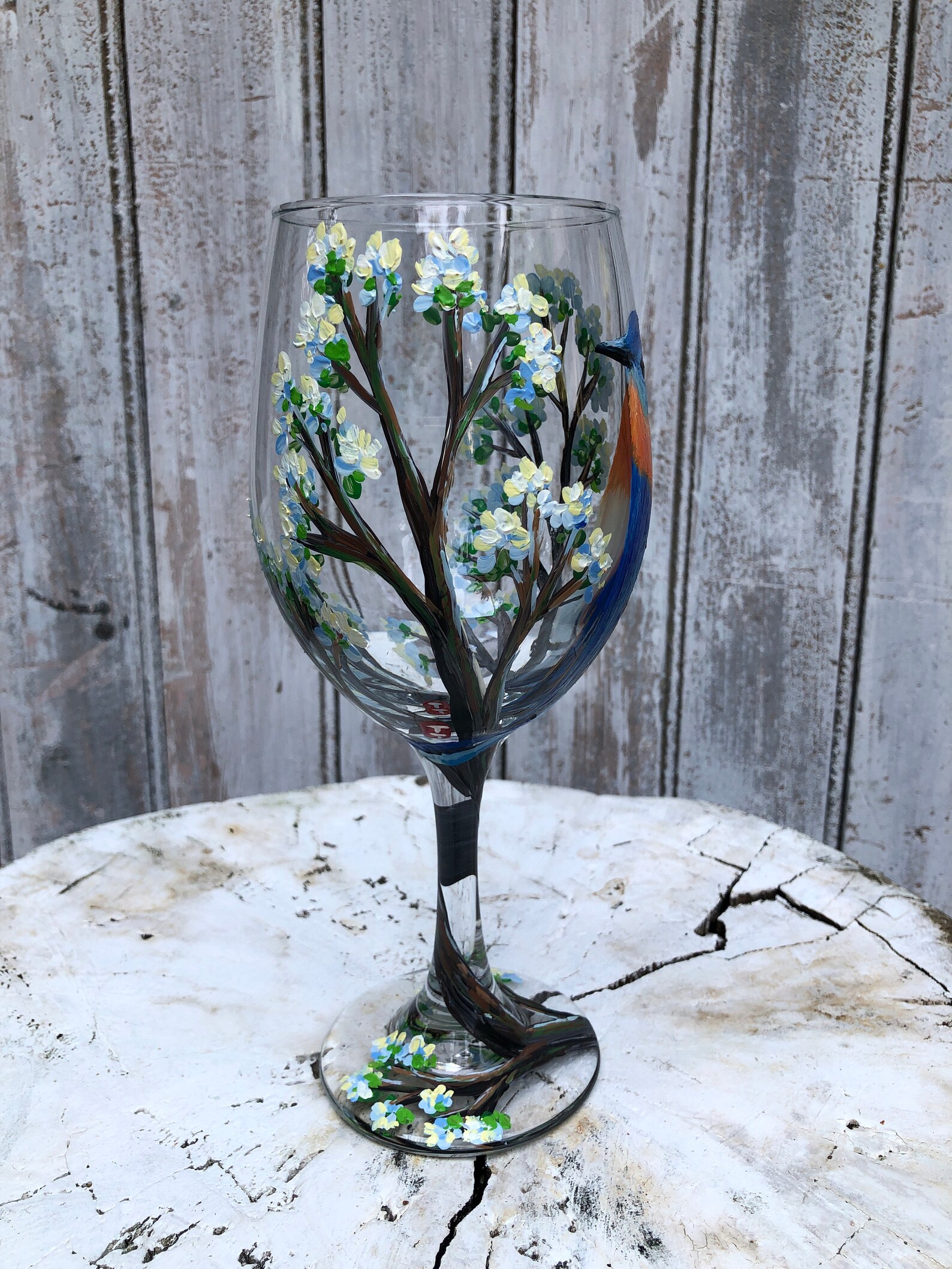 Eastern BlueBird Wine Glass Bird Wine Glass BlueBird of Etsy