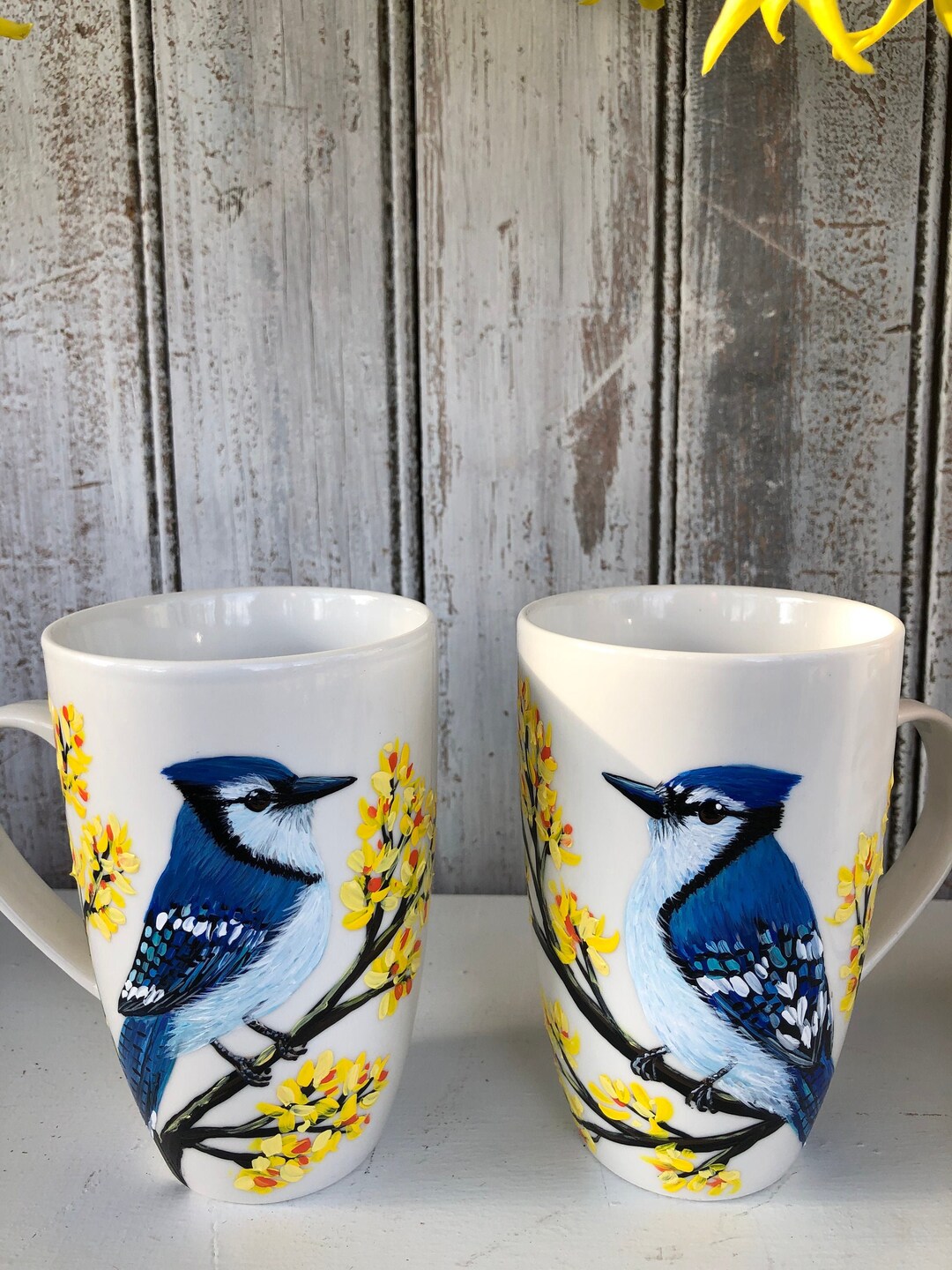 Taza pintada a mano Blue Jay mugs couple Blue jay gift Blue Etsy Espa??a