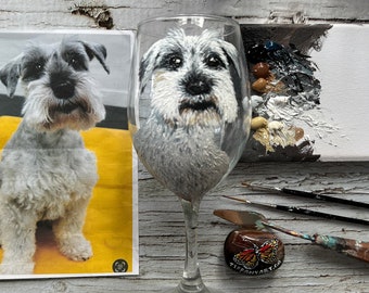 Hand Painted Custom Pet Wine Glass, Personalized Dog Gift, Dog Mom Gift, Dog Dad Gift, Dog Owner Gift, Pet Memorial gift, Pet Lover Gift