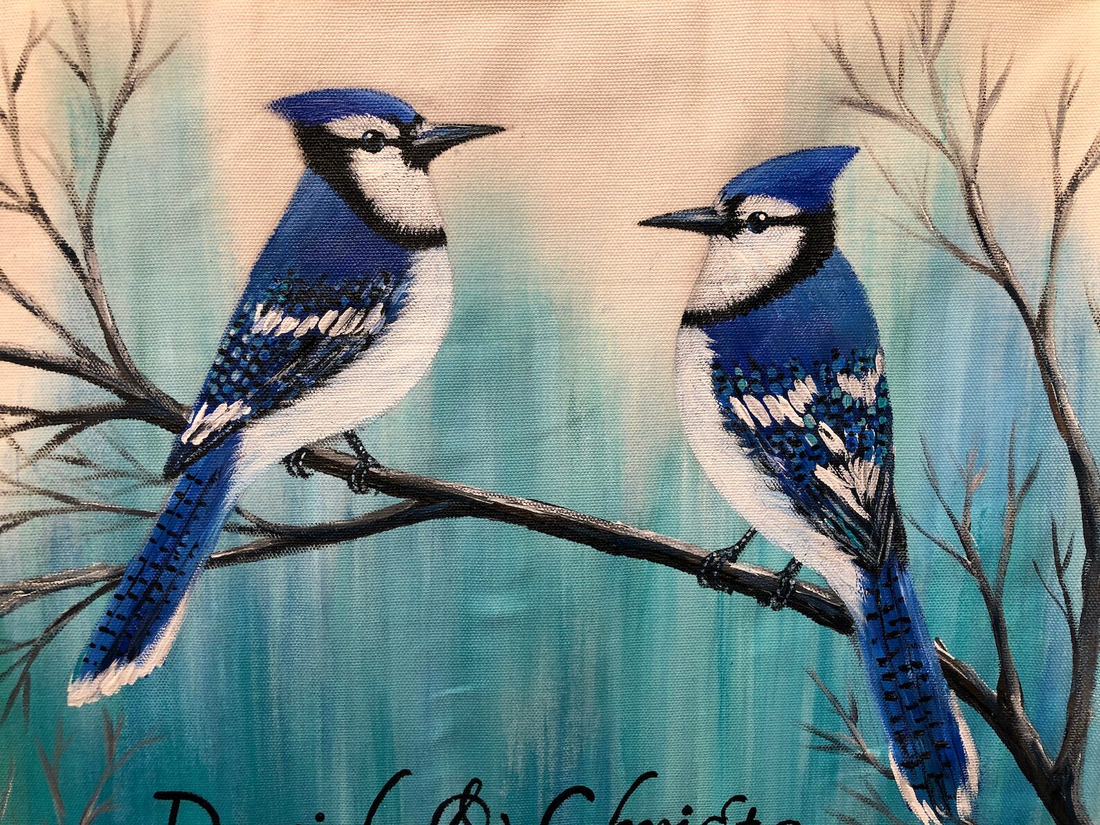 Hand Painted Pillow Blue Jay Pillow Bird Pillow Blue Jay Etsy Canada