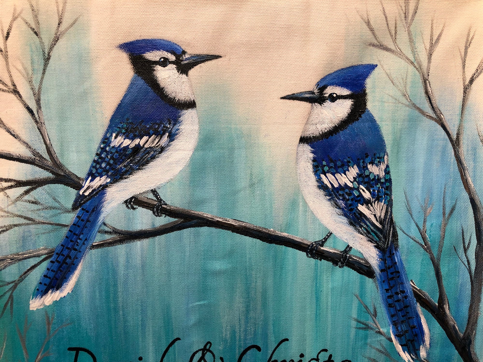 Hand Painted Pillow Blue Jay Pillow Bird Pillow Blue Jay Etsy Canada