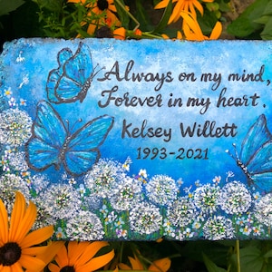 Personalized Hand Painted Memorial Stone, Remembrance Stone, Memorial Gift, Remembrance Stone, Loss of Loved One Stone, Forever In My Heart