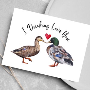 Realmente me agacho te amo, tarjeta Mallard, tarjeta de pato de aniversario, regalo de aniversario, regalo para mujeres, pareja, regalo del día de la boda, regalo de compromiso