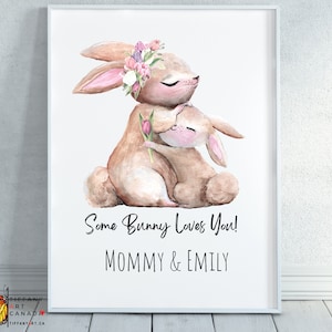 Mommy and Me Print, Rabbit Print, Bunny Baby Shower Print, Bunny Baby Gift, Mother&#39;s Day Gift, Bunny and Be Nursery Print, Gift for Mom