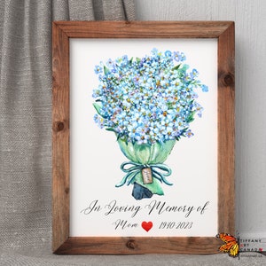 Personalized Forget Me Not Print, Memorial Gift, In Loving Memory, Memorial Gift, Forget Me Not Gift, Memorial Keepsake, Sympathy Gift