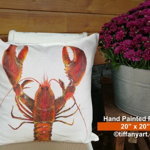 Hand Painted Lobster Pillow, You Are My Lobster, Wedding gift for couple, Beach Wedding gift, Personalized Wedding Gift, Lobster painting