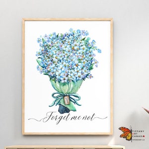Forget Me Not Art Print, Blue Flower Art, For Living Room, Blue Flower Painting, Floral Wall Art, Blue Nursery Decor, Forget Me Not Gift