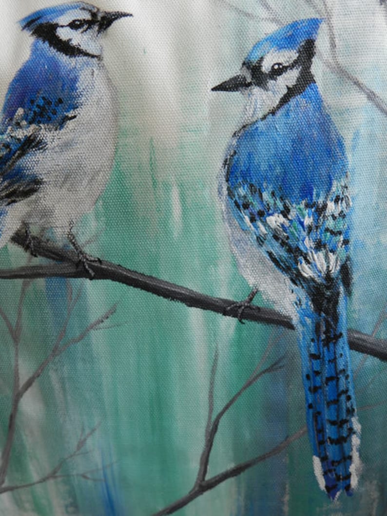 Hand painted pillow Blue Jay pillow bird pillow Blue Jay Etsy