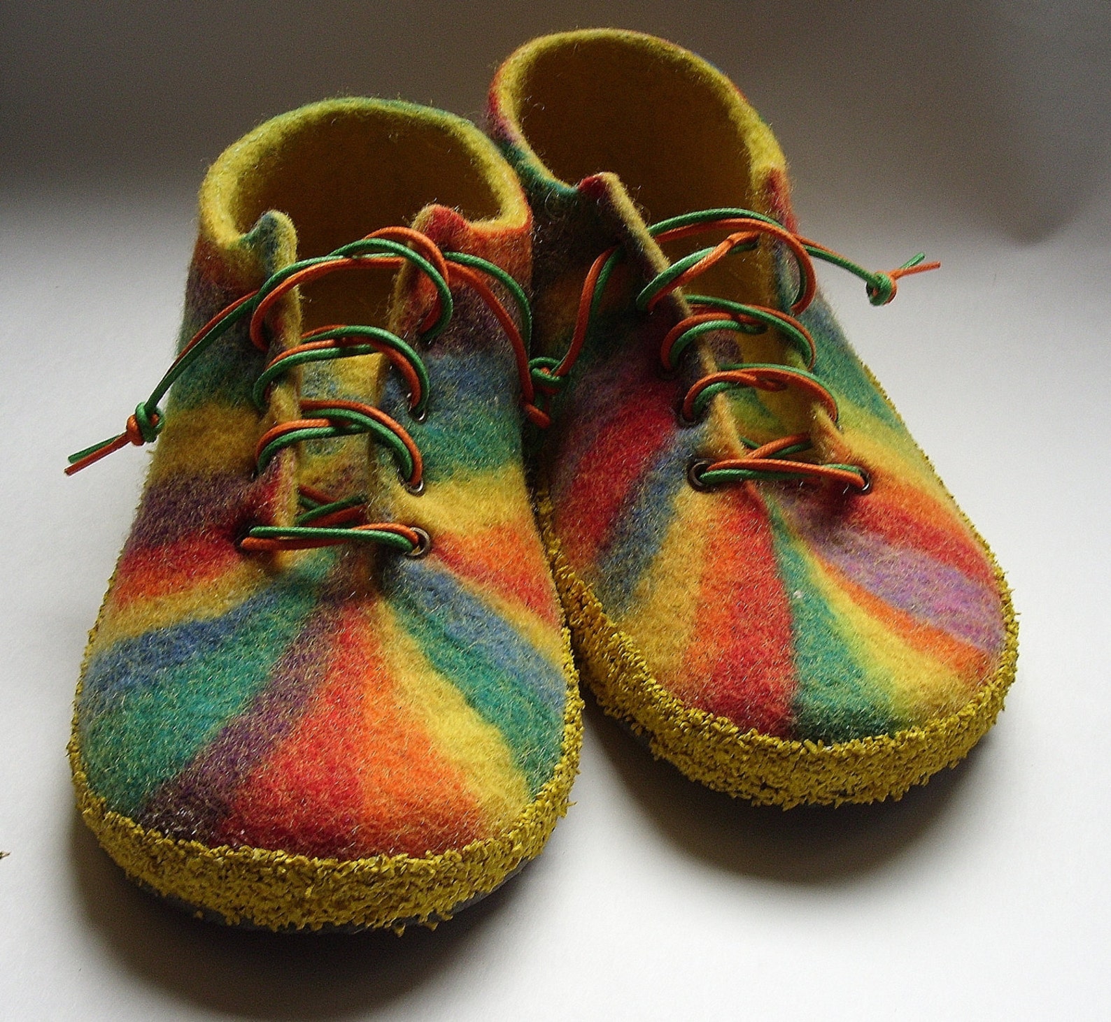 Women felt slippers made of natural wool Rainbow Etsy