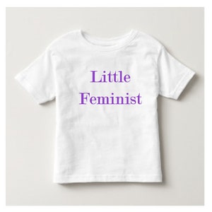 Feminism Children's 'Little Feminist' T-shirt Top Black White Kids Slogan Unisex Girls Boys Teen image 2
