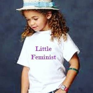 Feminism Children's 'Little Feminist' T-shirt Top Black White Kids Slogan Unisex Girls Boys Teen image 6