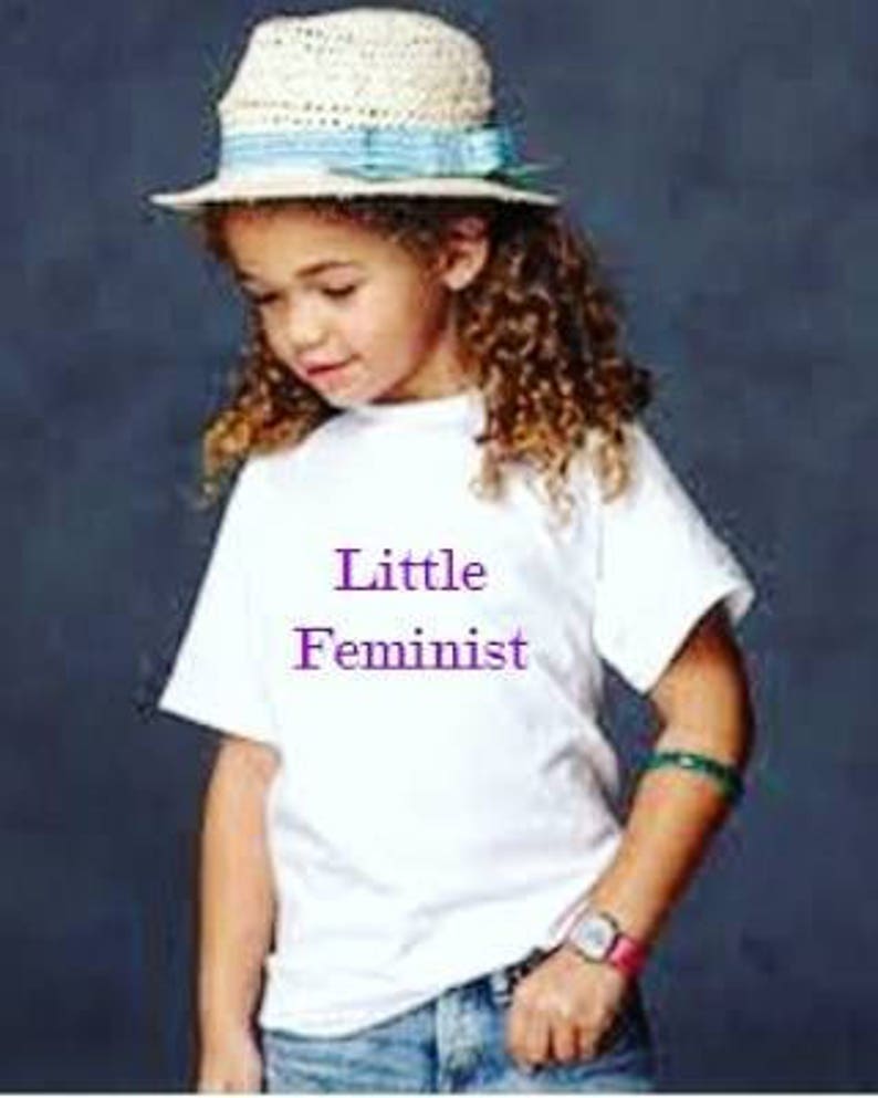 Feminism Children's 'Little Feminist' T-shirt Top Black White Kids Slogan Unisex Girls Boys Teen image 6