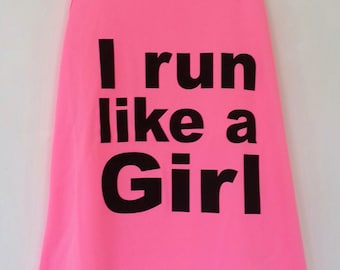 Feminist Pink I Run Like A Girl Ladies Women's Vest Size 8 10 12 14 16  Running Workout Exercise Athlete Gym Sport Slogan Breathable Top