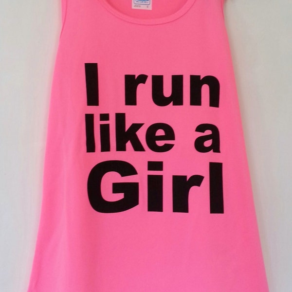 Feminist Pink I Run Like A Girl Ladies Women's Vest Size 8 10 12 14 16  Running Workout Exercise Athlete Gym Sport Slogan Breathable Top