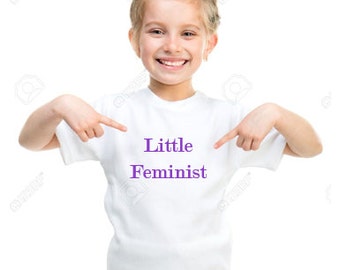 Feminism Children's 'Little Feminist' T-shirt Top Black White Kids Slogan Unisex Girls Boys Teen