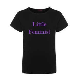 Feminism Children's 'Little Feminist' T-shirt Top Black White Kids Slogan Unisex Girls Boys Teen image 4