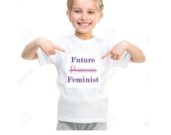 Feminism Children's 'Future Princess Feminist' T-shirt Top Black White Slogan Unisex Kids Girls Boys Teen