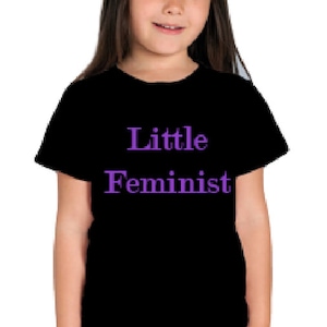 Feminism Children's 'Little Feminist' T-shirt Top Black White Kids Slogan Unisex Girls Boys Teen image 3