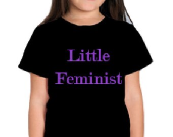 Feminism Children's 'Little Feminist' T-shirt Top Black White Kids Slogan Unisex Girls Boys Teen