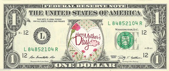 Mother's Day Dollar Bill REAL Money Beautiful Unique | Etsy