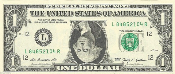 subterraneo autor Pais de Ciudadania George Washington UPSIDE DOWN Dollar Bill Dinero REAL - Etsy España