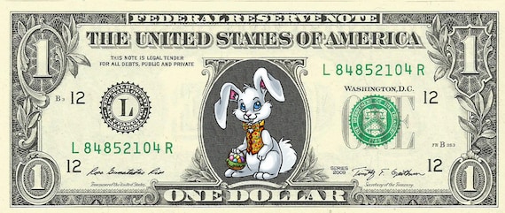Easter Bunny Dollar Bill Cute Egg Stuffer and Basket Treat! REAL Money!