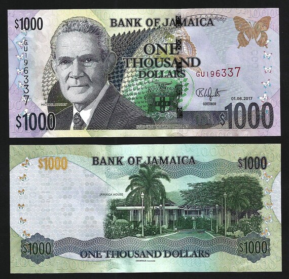 1000 Jamacian Dollars Rea Jamacan Money One Thousand Etsy